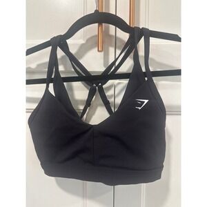 Gymshark Black Sports Bra Medium Support Strappy Criss Cross Back Activewear S